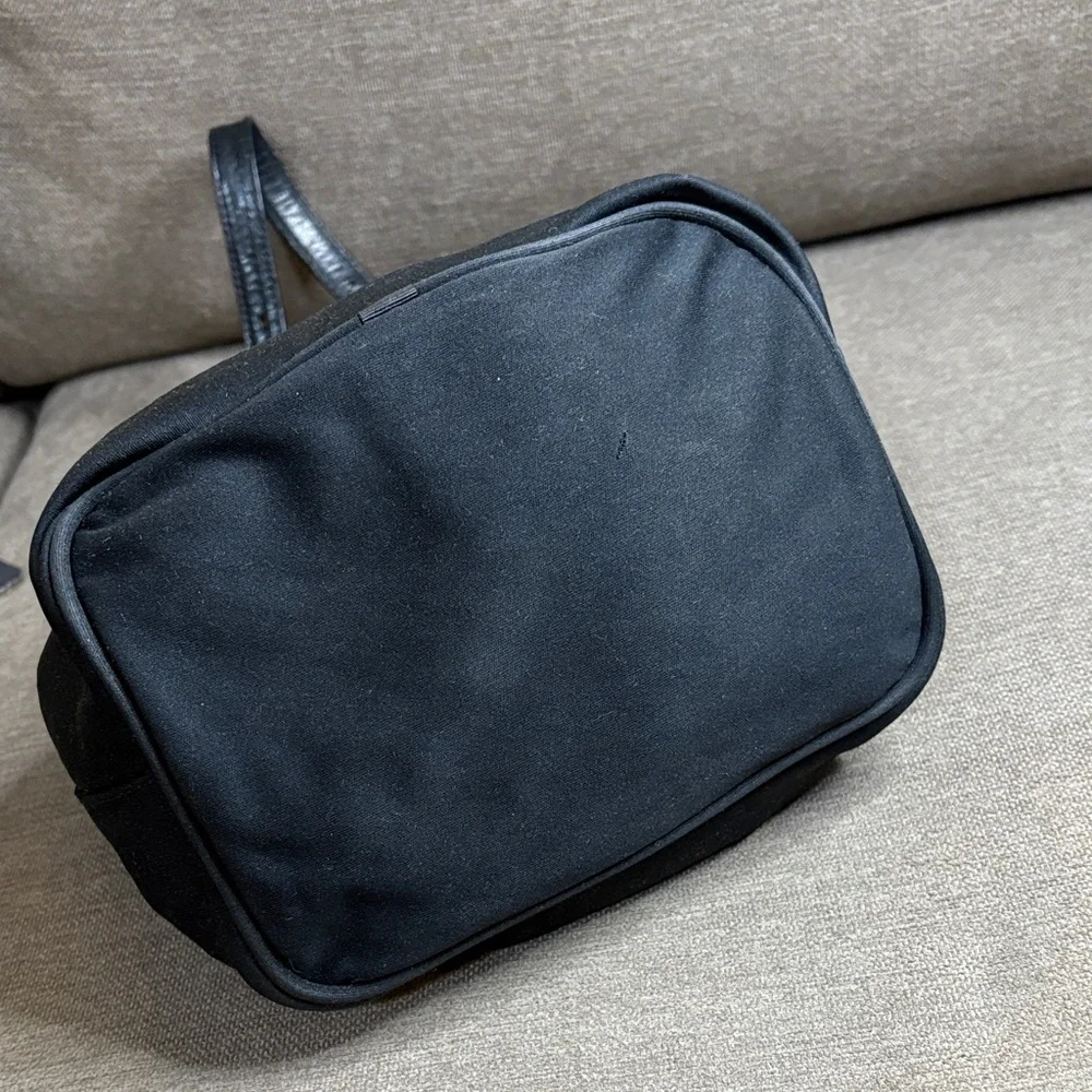 Vintage FENDI Black Linen Hobo Bag FF Hardware Authenticated